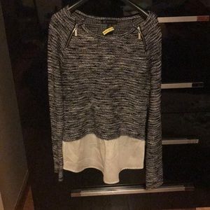 Black and white long sleeve sweater